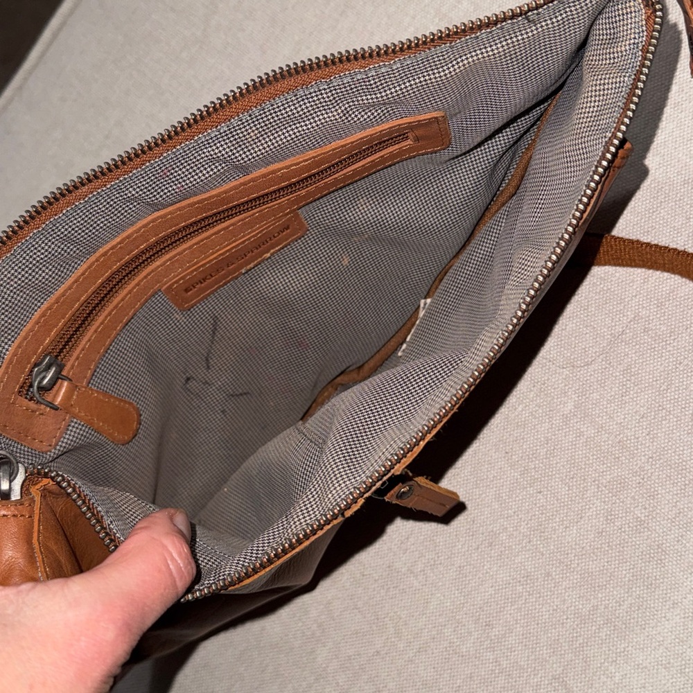 All Leather Spikes & Sparrow Sling Crossbody Bag/Pack-Brown-Multi Compartment - Picture 14 of 17